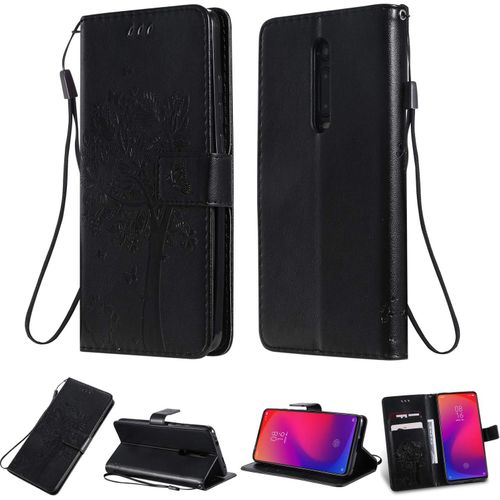 Coque Pour Xiaomi Mi 9t Pro / Redmi K20 Pro , Cuir Flip Étui/Portefeuille Case Cover Housse Tpu Silicone - Baum Und Katze - Black