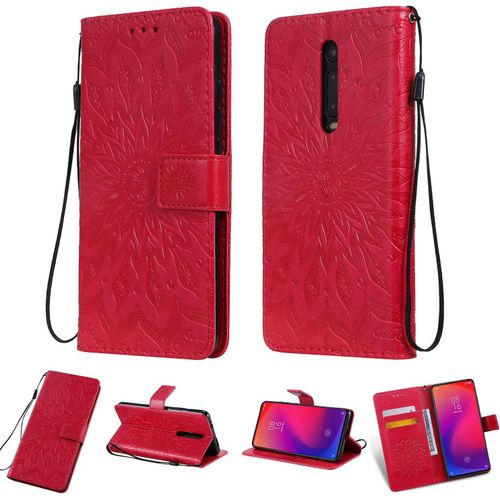 Coque Pour Xiaomi Mi 9t Pro / Redmi K20 Pro , Cuir Flip Étui/Portefeuille Case Cover Housse Tpu Silicone - Sun Flower - Red