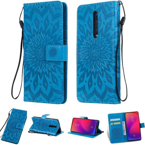 Coque Pour Xiaomi Mi 9t Pro / Redmi K20 Pro , Cuir Flip Étui/Portefeuille Case Cover Housse Tpu Silicone - Sun Flower - Blue