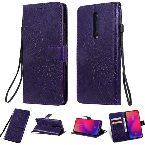 Coque Pour Xiaomi Mi 9t Pro / Redmi K20 Pro , Cuir Flip Étui/Portefeuille Case Cover Housse Tpu Silicone - Sun Flower - Purple