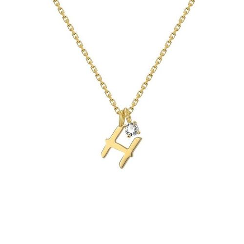 Collier Alphabet En Argent Sterling S925 Plaqué Or 14 Carats - Pendentif Minimaliste Avec Initiale Incrustée De Diamants