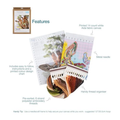 Kit De Point De Croix Imprimé Girafes 58x58 Cm ¿ Trimits - Kit Broderie Extra-Large Idéal Pour Les Passionnés Taille : 58x58 Cm. Color : Girafes