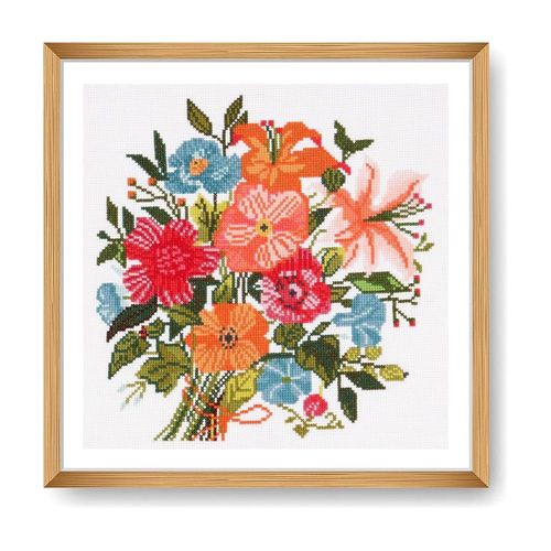 Kit Point De Croix Bouquet Floral 36x36 Cm - Trimits Taille : 36x36 Cm. Color : Bouquet Floral