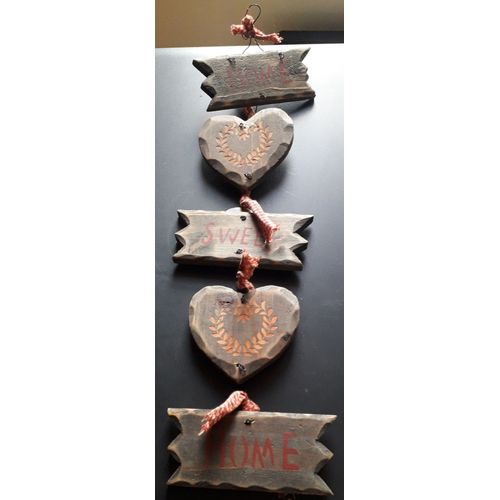 Suspension décorative en bois "Home Sweet Home" - Hauteur : 41 cm / Largeur : 12 cm