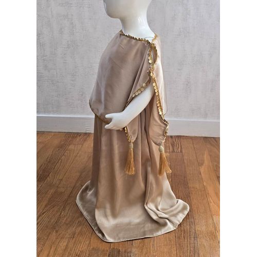Tenue Traditionnelle Fille Chaoui Mariage Algérien Melhfa Beige/Taupe Or Taille 1/2ans
