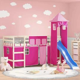 Vidaxl Rideaux Pour Lit Mezzanine Avec Tour, Rideaux De Tente Pour Lit Superposé, Rideaux De Lit Avec Poches Pour Enfant 835924
