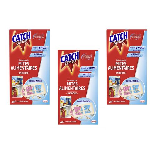 CATCH Lot de 3 Etuis de 3 Détecteurs Pièges Anti-Mites Alimentaires