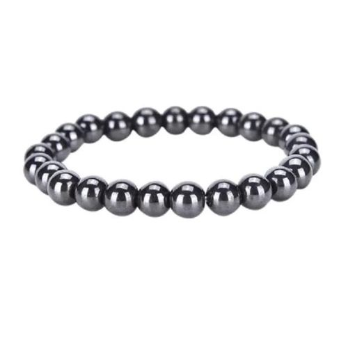 Bracelet - Hématite - Noir - Élastique - 7 Mm - Mixte