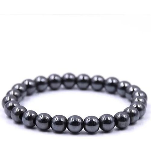 Bracelet En Hématite - Femme - Diamètre 6cm - Perles 8mm - Élastique - Bienfaits Lithothérapie