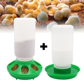 Volaille Épaissi Mangeoire Et Abreuvoir Eau Distributeur De Nourriture Automatique Poulet Oiseaux Poussin Abreuvoir Seau D'alimentation Conteneur 1l - Type Green