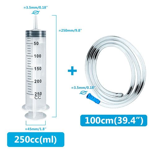 Grande Seringue 100ml-550ml Avec Tuyau De 100cm,Injecteur De Mesure Réutilisable Pour L'alimentation Des Animaux De Compagnie,Huile,Eau,Liquide De Vidange,Nutriments,Grand - Type 250ml Hose Syringe