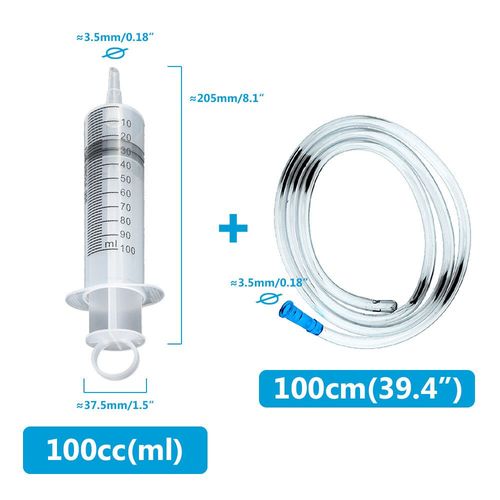 Grande Seringue 100ml-550ml Avec Tuyau De 100cm,Injecteur De Mesure Réutilisable Pour L'alimentation Des Animaux De Compagnie,Huile,Eau,Liquide De Vidange,Nutriments,Grand - Type 100ml Hose Syringe