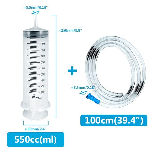 Grande Seringue 100ml-550ml Avec Tuyau De 100cm,Injecteur De Mesure Réutilisable Pour L'alimentation Des Animaux De Compagnie,Huile,Eau,Liquide De Vidange,Nutriments,Grand - Type 550ml Hose Syringe