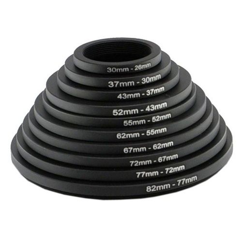1 pièces 82-77 77-72 72-67 67-62 62-58 58-55 55-52 52-49 49-37 58-52mm anneaux abaisseurs en métal adaptateur d'objectif jeu de filtres - Type 52-49mm