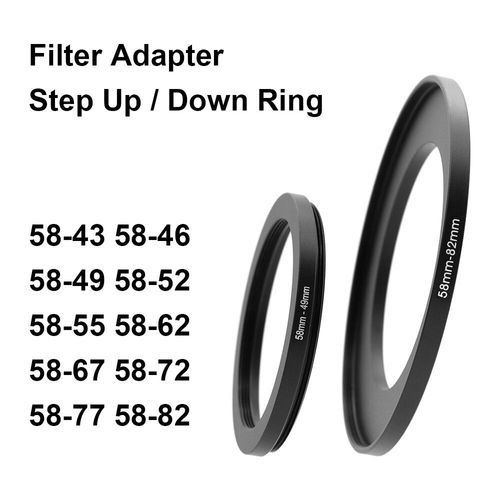 Anneau adaptateur de filtre d'objectif d'appareil photo,anneau élévateur ou bas en métal pour objectif 58mm-43 46 49 52 55 62 67 72 77 82mm UV ND CPL - Type 58 lens-67 filter