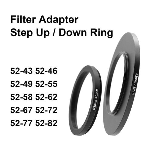 Anneau adaptateur de filtre d'objectif d'appareil photo,anneau élévateur ou bas en métal pour objectif 52mm-43 46 49 55 58 62 67 72 77 82mm UV ND CPL - Type 52 lens-62 filter