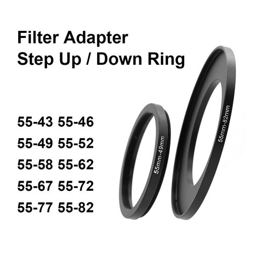 Anneau adaptateur de filtre d'objectif d'appareil photo,anneau élévateur ou bas en métal pour objectif 55mm-43 46 49 52 58 62 67 72 77 82mm UV ND CPL - Type 55 lens-77 filter