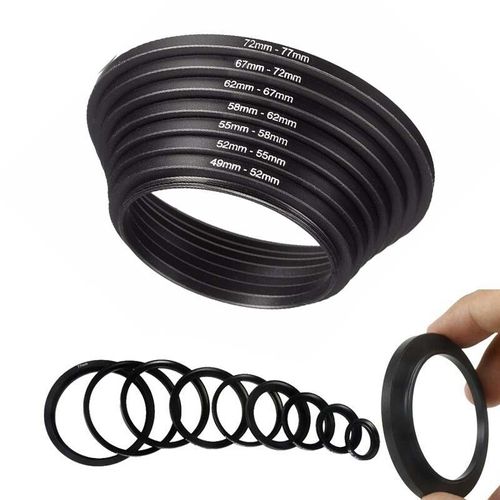 49-52mm 52-55mm 55-58mm 58-62mm 62-67mm 67-72mm 72-77mm 77-82mm 46-48mm anneaux élévateur en métal adaptateur d'objectif jeu de filtres - Type 58mm-62mm