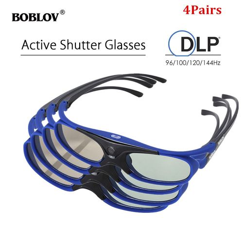 4 paires d'obturation Active 96/144HZ lunettes rechargeables DLP-Link lunettes 3D pour BenQ Dell Acer Optama Sony projecteur Home cinéma - Type four pairs