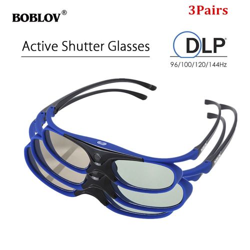 4 paires d'obturation Active 96/144HZ lunettes rechargeables DLP-Link lunettes 3D pour BenQ Dell Acer Optama Sony projecteur Home cinéma - Type three pairs