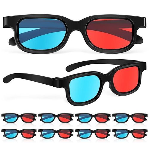 Lunettes de vidéo 3d,projecteur d'ordinateur,pour ordinateur portable,rouges,3d,lentilles 3d tridimensionnelles,10 pièces