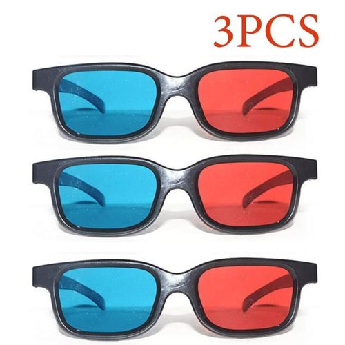 Lunettes Anaglyphe 3D Universelles,Monture Noire,Rouge,Bleu,Cyan,pour Projecteur LED,Film,Jeu,DVD,0.2mm,Bon Marché,Nouvelle Qualité - Type 3pcs