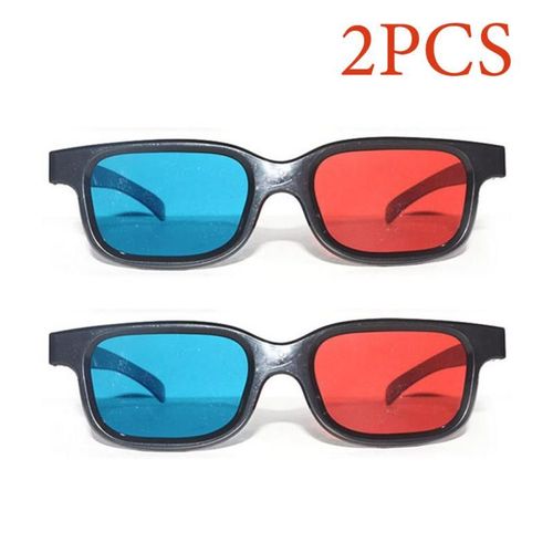 Lunettes Anaglyphe 3D Universelles,Monture Noire,Rouge,Bleu,Cyan,pour Projecteur LED,Film,Jeu,DVD,0.2mm,Bon Marché,Nouvelle Qualité - Type 2pcs