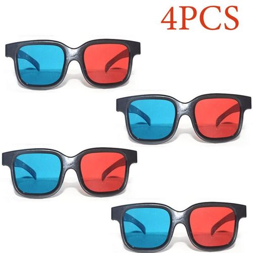 Lunettes Anaglyphe 3D Universelles,Monture Noire,Rouge,Bleu,Cyan,pour Projecteur LED,Film,Jeu,DVD,0.2mm,Bon Marché,Nouvelle Qualité - Type 4pc