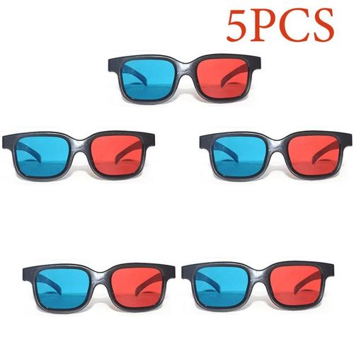 Lunettes Anaglyphe 3D Universelles,Monture Noire,Rouge,Bleu,Cyan,pour Projecteur LED,Film,Jeu,DVD,0.2mm,Bon Marché,Nouvelle Qualité - Type 5pc