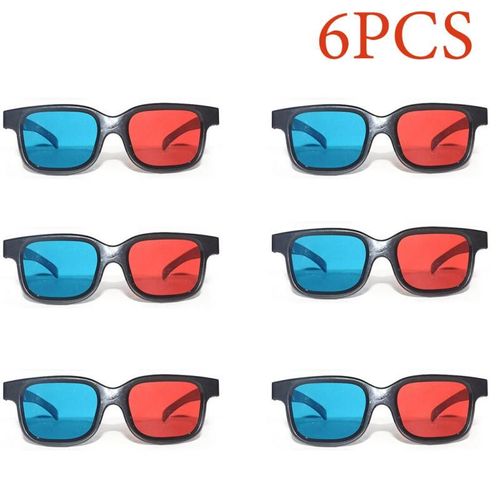 Lunettes Anaglyphe 3D Universelles,Monture Noire,Rouge,Bleu,Cyan,pour Projecteur LED,Film,Jeu,DVD,0.2mm,Bon Marché,Nouvelle Qualité - Type 6pc