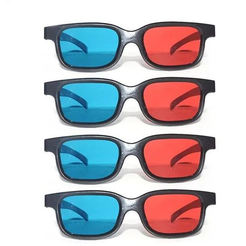 Lunettes 3D anaglyphe Cyan rouge bleu cadre noir universel 0.2mm lunettes 3D bon marché pour projecteur LED jeu de film DVD lunettes 3D - Type 4pcs