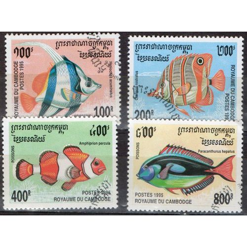 Cambodge Timbres Animaux : Les Poissons