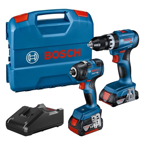 Bosch Professional Combo-Kit GDR 18V-200 + GSB 18V-45 (avec 1 batterie 2,0 Ah, 1 batterie 4,0 Ah, chargeur GAL 18V-40, dans L-Case) - Set Exclusive