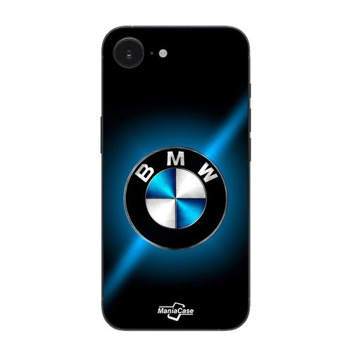 Coque Pour Iphone 16e Logo Bmw Noir Et Bleu Brillant