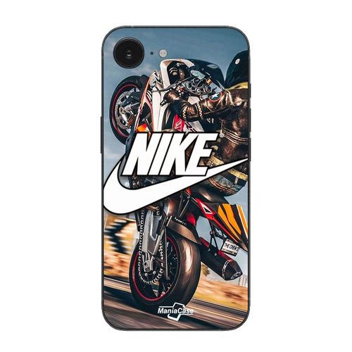 Coque Pour Iphone 16e Nike Logo Blanc Roue Moto