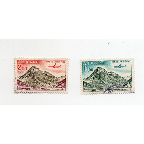Andorre- Lot De 2 Timbres Oblitérés Poste Aérienne