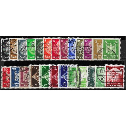 Allemagne, 3ème Reich 1933 / 38, Beau Lot Destockage À 10% De La Cote. 25 Timbres Oblitérés, Sans Doublons, Tbe, Cote 20.70 Euros
