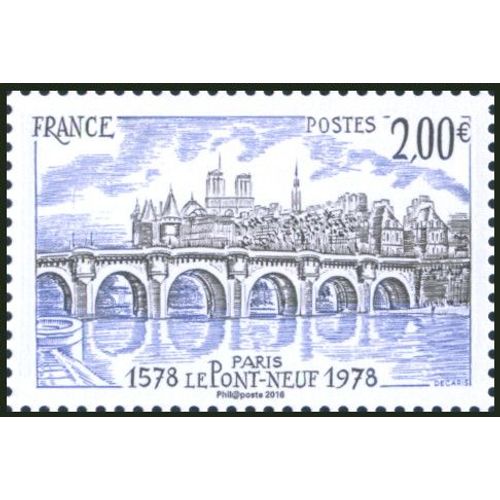 France 2016, Très Beau Timbre Neuf** Luxe Yvert 5049, Le Pont-Neuf À Paris, 2euros, Bleu,  Provenant Du Bloc-Feuillet Paris Salon Philex 2016.