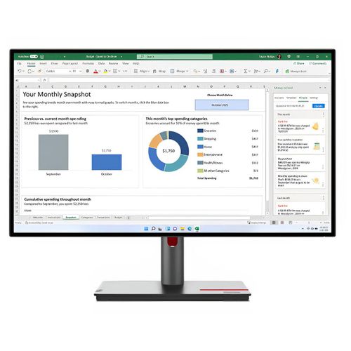 Lenovo ThinkVision P27h-30 - Écran LED - 27" - 2560 x 1440 QHD @ 60 Hz - IPS - 350 cd/m² - 1000:1 - 4 ms - HDMI, DisplayPort, USB-C - noir corbeau