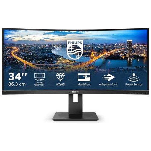 Philips 345B1C - Écran LED - incurvé - 34" - 3440 x 1440 WQHD @ 100 Hz - VA - 300 cd/m² - 3000:1 - 5 ms - 2xHDMI, DisplayPort - haut-parleurs - texture noire