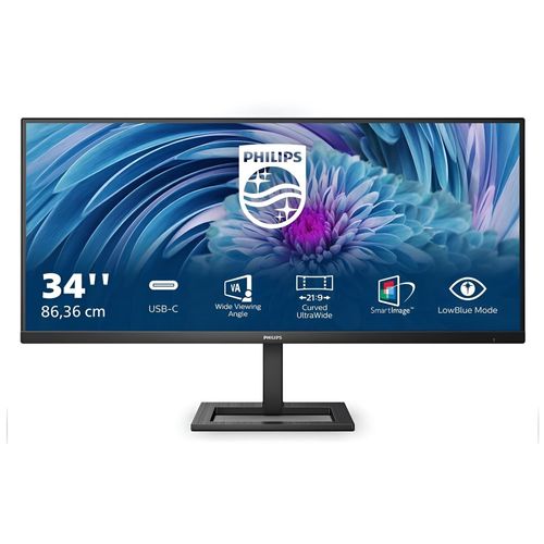 Philips E-line 346E2LAE - Écran LED - 34" - 3440 x 1440 WQHD @ 100 Hz - VA - 300 cd/m² - 4000:1 - 1 ms - HDMI, DisplayPort, USB-C - haut-parleurs - noir
