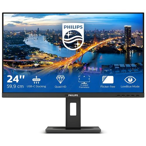 Philips B Line 246B1 - Écran LED - 24" (23.8" visualisable) - 2560 x 1440 QHD @ 75 Hz - IPS - 250 cd/m² - 1000:1 - 4 ms - 2xHDMI, DisplayPort, USB-C - haut-parleurs - texture noire
