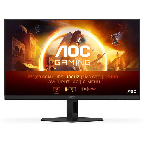AOC AGON 27G4XE - G4 Series - écran LED - jeux - 27" - 1920 x 1080 Full HD (1080p) @ 180 Hz - IPS - 1000:1 - HDR10 - 0.5 ms - 2xHDMI, DisplayPort - haut-parleurs - noir mat