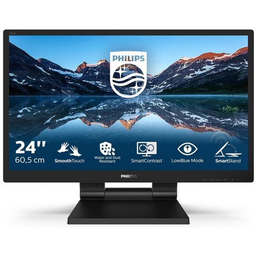 Philips 242B9T - Écran LED - 24" (23.8" visualisable) - écran tactile - 1920 x 1080 Full HD (1080p) @ 60 Hz - IPS - 250 cd/m² - 1000:1 - 5 ms - HDMI, DVI-D, VGA, DisplayPort - haut-parleurs -...
