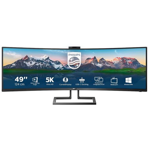 Philips Brilliance P-line 499P9H - Écran LED - incurvé - 49" (48.8" visualisable) - 5120 x 1440 Dual Quad HD @ 60 Hz - VA - 450 cd/m² - 3000:1 - DisplayHDR 400 - 5 ms - 2xHDMI, DisplayPort, USB-C...