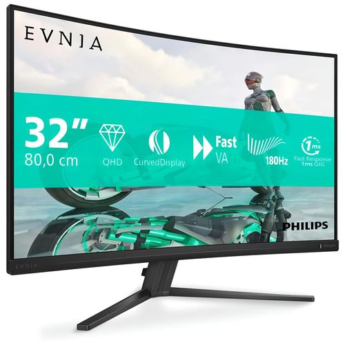 Philips Evnia 3000 32M2C3500L - Écran LED - jeux - incurvé - 32" (31.5" visualisable) - 2560 x 1440 QHD @ 180 Hz - Fast VA - 300 cd/m² - 3500:1 - HDR10 - 0.5 ms - 2xHDMI, DisplayPort - Charbon
