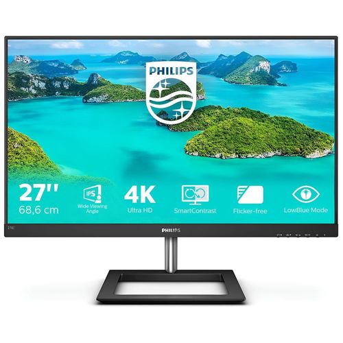 Philips E-line 278E1A - Écran LED - 27" - 3840 x 2160 4K @ 60 Hz - IPS - 350 cd/m² - 1000:1 - 4 ms - 2xHDMI, DisplayPort - haut-parleurs - noir brillant
