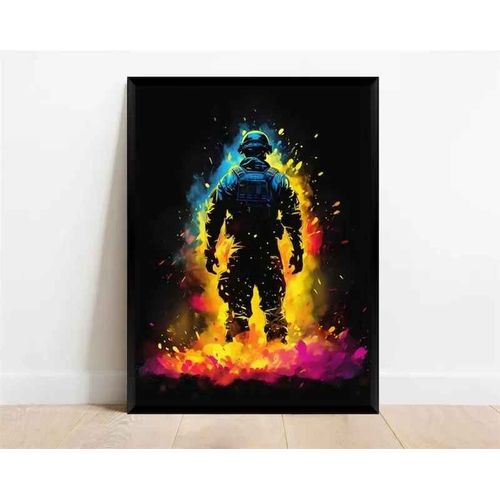 Affiche De Personnage De Jeu Vidéo Pop Néon,Casque De Manette De Jeu,Football,Basket-Ball,Toile Imprimée,Décor Artistique Mural,Décoration De Salle De Jeu - Type 30x45cm No Frame #B