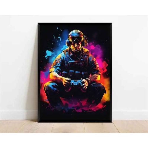 Affiche De Personnage De Jeu Vidéo Pop Néon,Casque De Manette De Jeu,Football,Basket-Ball,Toile Imprimée,Décor Artistique Mural,Décoration De Salle De Jeu - Type 30x45cm No Frame #E