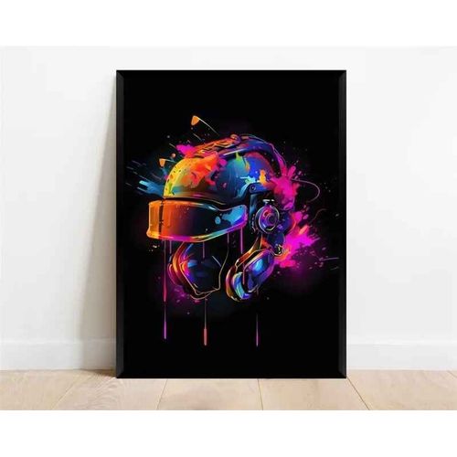 Affiche De Personnage De Jeu Vidéo Pop Néon,Casque De Manette De Jeu,Football,Basket-Ball,Toile Imprimée,Décor Artistique Mural,Décoration De Salle De Jeu - Type 30x40cm No Frame #J